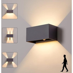 CELAVY LED āra gaisma antracīta krāsā ar kustības sensoru Sienas lampa Iekštelpu āra gaisma IP65 āra gaisma Sienas gaisma uz augšu uz leju Āra sienas gaisma Āra apgaismojums Balkona terase