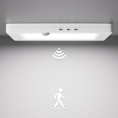 Klighten Pack of 2 20 W LED plakanā griestu gaisma ar kustības sensoru, ultratena balta griestu gaisma ar kustības sensoru priekšnamam, kāpnēm, vannas istabai, IP42, 3000 K / 4000 K / 6500 K, L 22,5 cm x