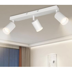 Kambo LED griestu prožektors ar 3 spuldzēm Balts - GU10 griestu gaismas prožektors grozāms - Moderns griestu gaismeklis ar 3 spuldzēm - Prožektors Griestu prožektors Sienas prožektors Virtuves guļamistaba Dzīvojamā istaba - Spuldzes nav