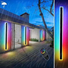 RGB āra sienas lampas LED sienas gaisma āra iekštelpās IP65 ūdensizturīga gara sienas lampa Dimmable sienas lampa ar tālvadības pulti Melna sienas lampa Alumīnija sienas lampa Balkona terases apgaismojums (120 cm)