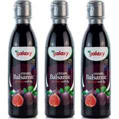 3 x 250 ml Vinegar Balsamic Cream with Fig Galaxy Balsamic Cream Dark Balsamic Vinegar Thick Salad Dressing Decoration Set of 3 + 10 ml Olive Oil from Crete for Test