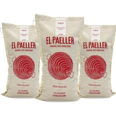 El PAELLER - Paella rīsi - Albufera D.O Valencia šķirne - Ideāli piemēroti paeljai un krēmveida rīsu ēdieniem - Iepakojumā 3 gabali pa 1 kg