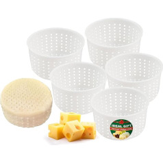 PetriStor Mīkstais siera veidne 0,65L Mazās siera veidnes Mājas siera pagatavošanai Krējuma siera veidne, Molde Para Queso Fresco Casero, Feta siera pagatavošanas grozs 5 Pack