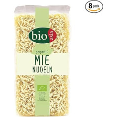 BIOASIA Bio Mie makaroni, kviešu nūdeles bez olas, ātri un viegli pagatavojamas, veģetāras (8 x 250 g)