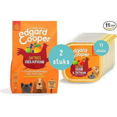 Edgard & Cooper Natural Premium sausā barība pieaugušiem suņiem Vistas gaļa 2,5 kg - bez graudaugiem un bagāta ar proteīniem + Edgard & Cooper Dose Patée Dog 11 x 150 g svaigas vistas un tītara gaļas