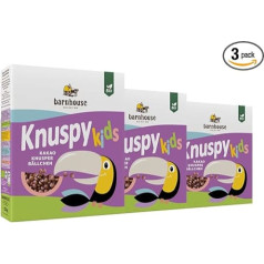 Barnhouse Knuspy Kids Organic kakao bumbiņas no rīsu krēmiem, 3 x 250 g