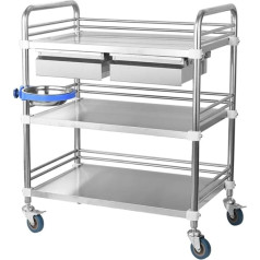 Lab Serving Trolley, Utility Trolley with Wheels, Kitchen Trolley, Cart with Wheels, 2/3 Tiers, Maximum Load 220 lbs/100 kg, for Use in Laboratories, Dental Clinics, Beauty Salons etc