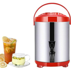 KOQAWSC Getränkespender, isolierter Getränkespender, isolierter Eimer for Heiß- und Kaltgetränkespender, Edelstahl-Getränkespender mit Zapfhahn for Milch, Tee, Kaffee(Red,6L)