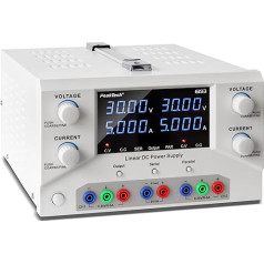 PeakTech 6193 - Laboratorijas barošanas avots 2 x 0-30 V / 0 - 5 A DC SELV lineārais barošanas avots ar izolācijas transformatoru, laboratorijas barošanas avots ar USB un programmatūru