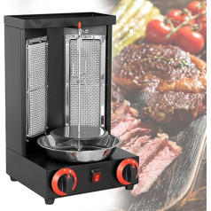 DPLWJPP Gas-Döner-Kebab-Maschine Edelstahl Vertikaler Broiler,Dönergrill Tischgrill BBQ Grillofen,Automatisches Spinnen Rauchloser Grill Für Restaurant Wohnküche,A-Black