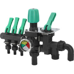 Miokycl Agricultural Pesticide Sprayer Splitter with Shut-off Valve, Pressure Gauge, 3 Way Garden Hose Splitter Animal Husbandry, Aquaculture