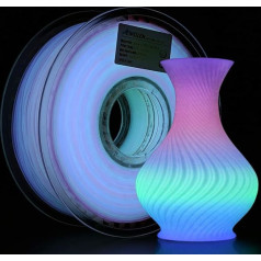 AMOLEN PLA Filament Glow in The Dark Multicoloured Rainbow PLA Filament, krāsu gradients 3D printera filamenta krāsu maiņa 5 metri, 1 kg spole, 1 kg (2,2 lbs)