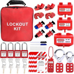 Boddceto 56-Teiliges Lockout-Tagout-Kit für Elektrische mit Anklemmbarer Leistungsschalterverriegelung, für Elektrik/Industrie/Mechanik