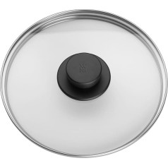 WMF rezerves stikla vāks 22 cm, vāks 3L, 4,5L, 6,5L un 8,5L spiediena katliem, karstumizturīgs stikls, plastmasas rokturis, var mazgāt trauku mazgājamā mašīnā