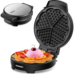 Waffle Iron, 1000 Watt, Waffle Maker for Heart Wafers, Waffle Maker, Panini Grill, Waffle Toaster, Waffle Maker, Electric Grill, Cool Touch Technology, Non-Stick Coating