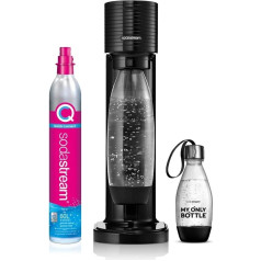 SodaStream Gaia Nero d'Acqua ūdens karbonizators dzirkstošā ūdens pagatavošanai, komplektā ietilpst 1 pudele 1 litra tilpuma, 1 pudele 0,5 l tilpuma un 1 balons ar gāzēto CO2 pārtikas kvalitātes 425 g ar