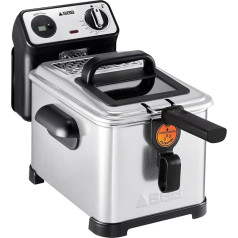 SEB Semi Tefal FR501000 Family Pro fritēze 3L, aukstā zona + caurums + digitālais taimeris + regulējams termostats, 2400 W, 3 litri, melna, nerūsējošais tērauds, 4 L, digitālais taimeris, sudrabs