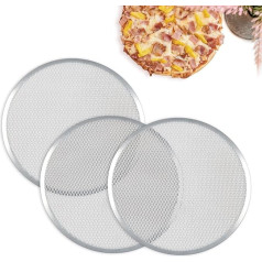 STARVAST Picas paplāte 33 cm / 13zo apaļa un perforēta 3 alumīnija perforētu neslīdošu picas veidņu komplekts, kas paredzētas cepšanai krāsnī, picai un tarte flambée