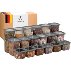 Gezella Premium uzglabāšanas burkas ar vāku, hermētiski noslēgtas, 18 uzglabāšanas trauku komplekts, pārtikas produktu uzglabāšanas trauki miltiem, cukuram, graudaugiem un makaroniem, uzglabāšanai, virtuvei, kompakta uzglabāšanas kaste visie