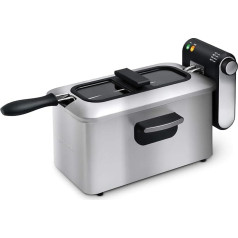 Grunkel FRYPRO3 elektriskā fritēze ar 3 l ietilpību, regulējamu temperatūru un smaku filtru, nerūsējošā tērauda termostatu līdz 190°C, aizsardzību pret pārkaršanu