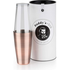 Buddy´s Bar - Bostonas šeikeris, 700 ml kauss + 400 ml glāze, drošs pārtikai, elegants kokteiļu šeikeris ar dāvanu kastīti, antīkais varš