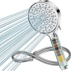 Filtrējoša dušas galva ar šļūteni, Cobbe augstspiediena dušas galva ar 6 strūklu veidiem, dušas galva ūdens taupīšanai ar dušas šļūteni, rokas duša ar filtru pret kaļķakmeni cietajam ūdenim, hloram