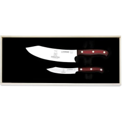 Giesser seit 1776 - Ražots Vācijā - PremiumCut, Rocking Chef, Košmesser komplekts 2 tējas, Kochmesser 20 cm, Officemesser 10 cm, Micarta, rot, rostfrei, Grillmesserset