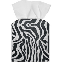 NETILGEN PU Leather Tissue Holder Square Table Dryer 13x13x14cm Office Desk Countertop Bedside Zebra Print