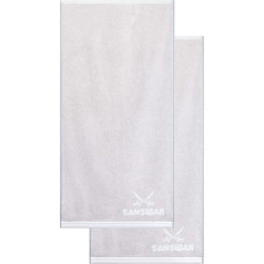 Sansibar Bath Towel Set of 2 80 x 150 cm 100% Cotton Double Face Terry Towel Two-Tone Silver / White