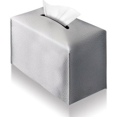 JanYoo Tissue Box Cover Izsmalcināts moderns PU ādas taisnstūra dekoratīvais turētājs organizators vannas istabas tualetes galdiņam 24x12.5x12.5cm pelēks