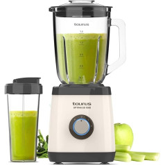 Taurus Optima Go 1500 Stand Mixer | 1500W | Portatīvais kauss 500ml | 4 asmeņi | 2 ātrumi + Turbo | Nerūsējošais tērauds | Neslīdošs | Drošības sistēma