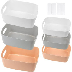 YAOYIN glabāšanas kastes, 6 glabāšanas kastu iepakojums, virtuves glabāšanas grozi, plastmasas ar rokturiem, kastes glabāšanas organizatoru kastes, grozi vannas istabai, guļamistabai, kosmētikas glabāšanai, plaukts