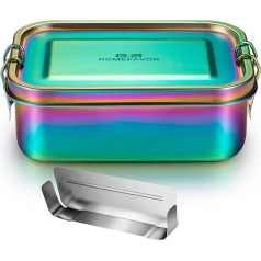 Calm Cozy Bērnu nerūsējošā tērauda pusdienu kaste, 800 ml, necaurlaidīga metāla Bento kaste ar noņemamu dalītāju, pusdienu kaste bērniem un pieaugušajiem, varavīksnes krāsa