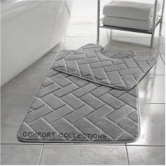 Comfort Collections Atmiņas putu paklājiņu komplekts 2 gab., mīksts, absorbējošs, neslīdošs, sudraba krāsā 50 cm x 80 cm grīdas paklājs (50 cm x 40 cm)