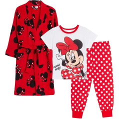 Disney Girls Минни Маус Халат и Пижамы Набор для Детей Совпадающие 3-Piece Ночное Белье Ванна Халат и Пижамы Для Девочек Халат