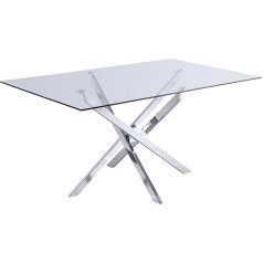 Meridian Furniture Xander kolekcijas moderns rūdīta stikla pusdienu galds ar izturīgu metāla pamatni, 60
