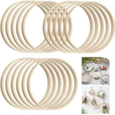 MIYUANGKJ 16 bambusa ziedu riņķis 10 cm koka gredzeni amatniecībai Sapņu ķērāju gredzeni Bambusa koka bambusa ziedu vainags DIY Valentīna dienas jubilejas sapņu ķērāju kāzu vainaga dekorēšanai