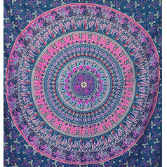 MOMOMUS Mandalu gobelēns, 100% kokvilna, krāsains, austrumu raksts, ideāli piemērots kā Mandalu sienas dvielis, indiešu auduma sienas aizkars un boho gobelēns, violets, 210 x 230 cm