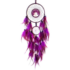 Donko Purple Dream Catcher Dzīvības koks Dream Catcher guļamistabai Decor Crystal Stone Dream Catcher sienas karājas Decor dāvanas