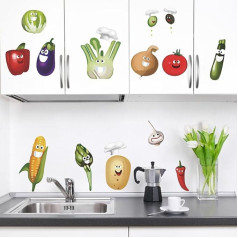 Decalmile Funny Corn Chili Dārzeņu Elfi Sienas uzlīme noņemama DIY sienas uzlīme virtuvei ēdamistabai