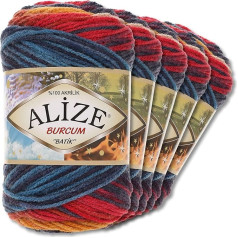 Alize 5 x 100 g Burcum Batik Premium Wool 100% akrils | 29 krāsas Krāsu gradienta akcenti tamborēšana, adīšana, adījumi (4340)