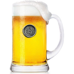 English Pewter Company 1 Pint Monogram Initial Beer Mug Glass Tankard - personalizēta dāvana ar Jūsu izvēlētu iniciāli (B) [MON002]