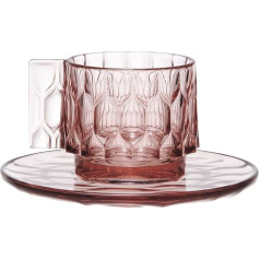Kartell Jellies Family Rozā termoplastiska tehnopolimēra krūze un šķīvis, 12 x 10 cm