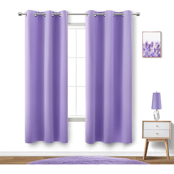 KOUFALL Lavender aizkari guļamistabai Meitenes 2 paneļi Blackout aizkari Ziemas siltuma izolācija pusaudžiem Dorm istaba Violeta 42 x 59 collu garums