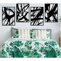 ruelen 4 Pack Abstract Metal Wall Art, Minimalist Single Line Art Wall Decor, 3D skulptūras, teksturētas metāla sienas skulptūras mājai, viesistabai, guļamistabai, birojam (melns)