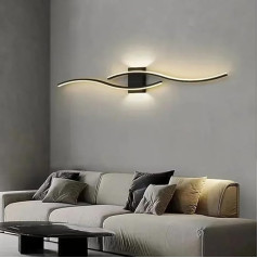 Comely Sienas lampa LED iekštelpās, moderns melns sienas lampas iekštelpās 27 W 3000 LM, izliekta dizaina sienas lampas guļamistabai, kabinetam, viesistabai, silti balta 3000 K