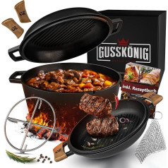 GUSSKÖNIG holandiešu cepeškrāsns - 4,8 l un 1,8 l izdedzināta čuguna katls 