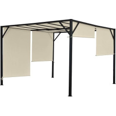 Pergola Baia, lapene terases nojume un spēcīgs tērauda rāmis ar 6 cm + bīdāms jumts ~ 4x4 m