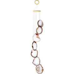 KYEYYGWO Dabīgie agāta diski Geode Wind Chime Sun Catcher Crystal Stone Chime mākslas darbs mājas dārza dekorēšanai 70-85 cm