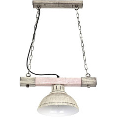 HAKON Piekaramais gaismeklis Metāla koksne nobružātā baltā krāsā Ēdamgalds Platums: 21 cm E27 Rustic Natural Rustic Mājīgs dzīvojamās istabas piekaramais gaismeklis